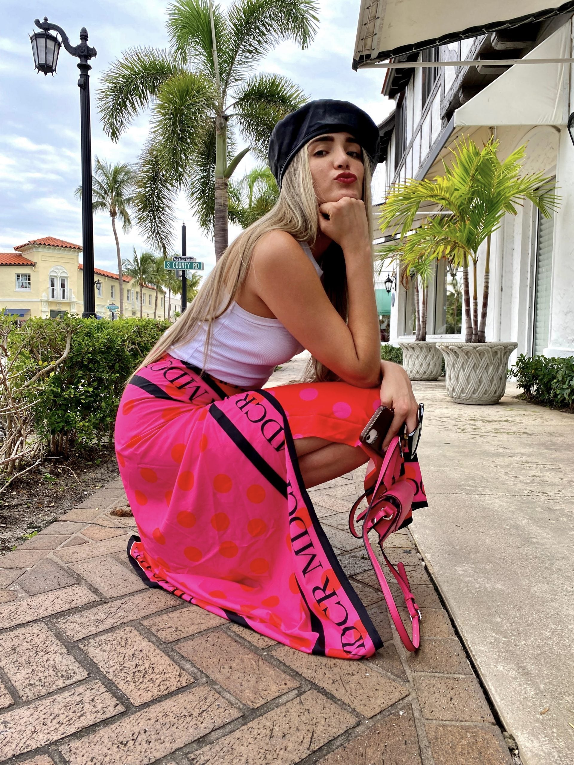 Fuchsia & Red MDCR Scarf Skirt
